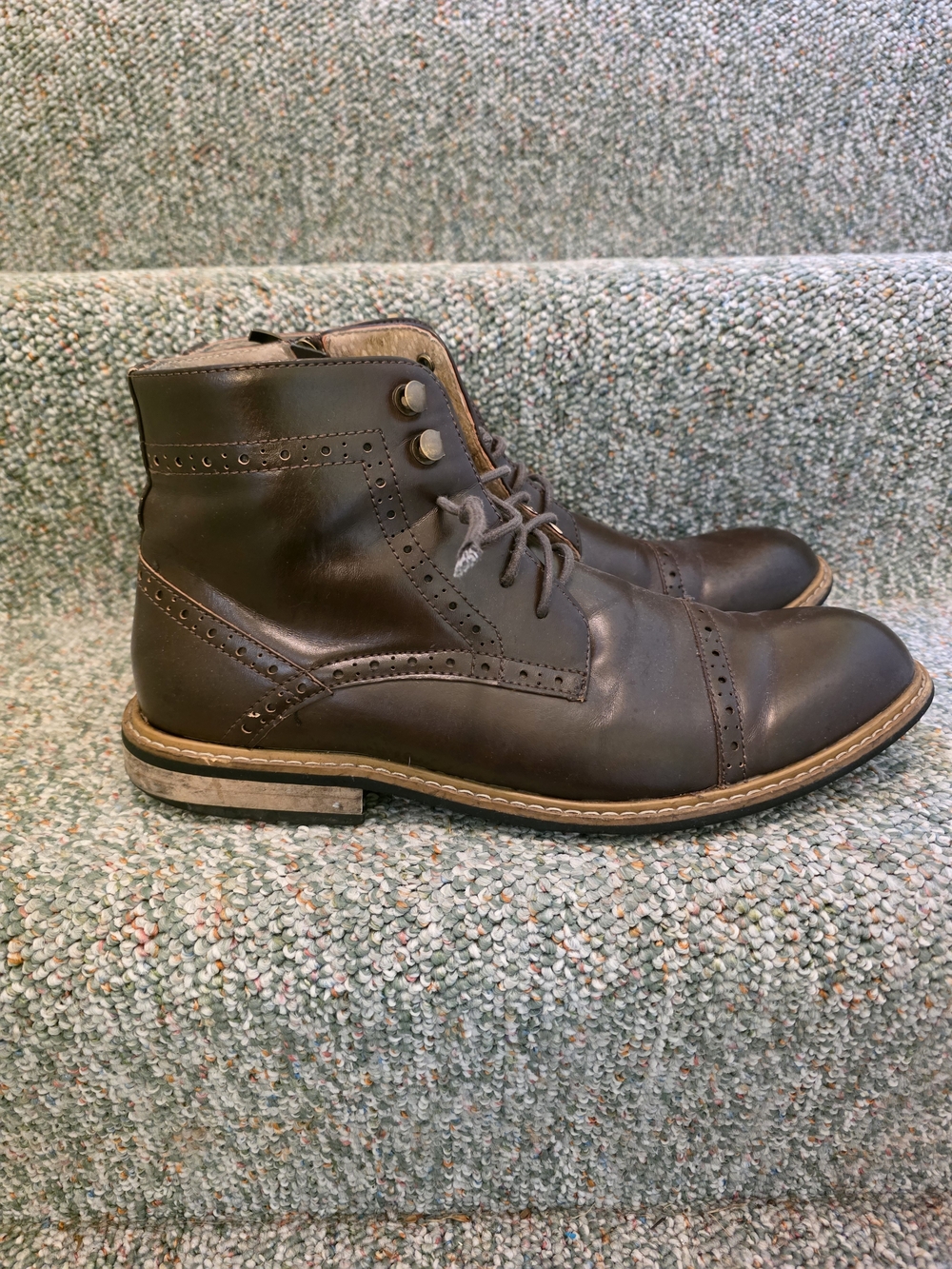 Men's Brown Leather Lace-Up Brogue Boots